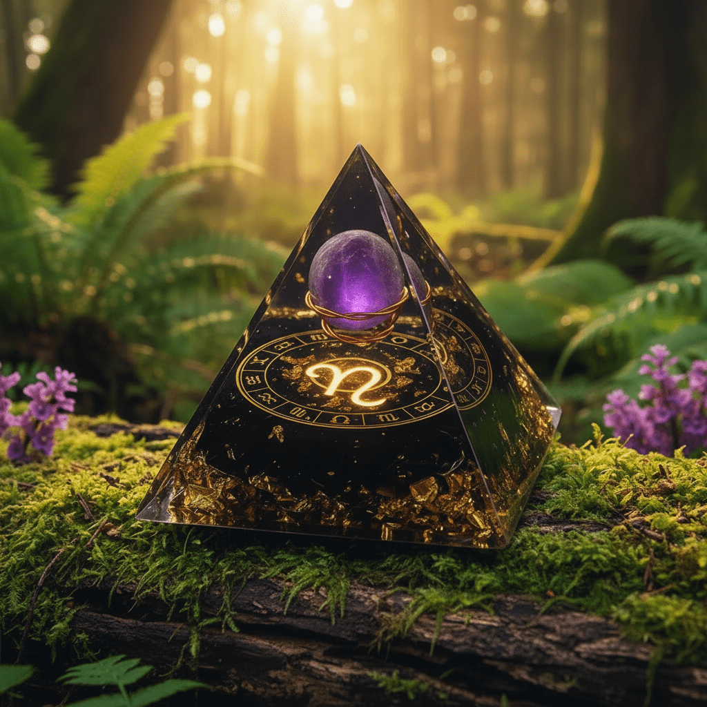 Handcrafted Amethyst Star Sign Crystal Stone Resin Pyramid - DP Online