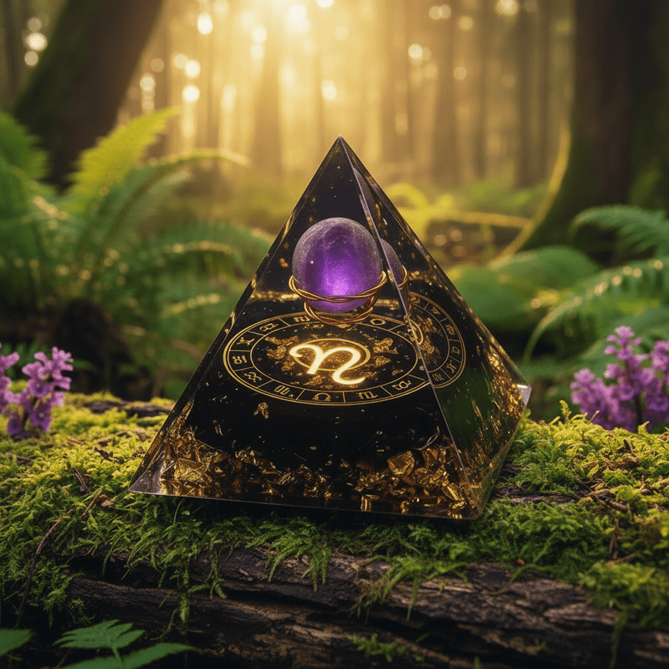 Handcrafted Amethyst Star Sign Crystal Stone Resin Pyramid - DP Online