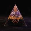 Handcrafted Black Obsidian & Amethyst Crystal Stone Resin Pyramid - DP Online