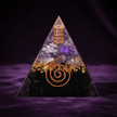 Handcrafted Black Obsidian & Amethyst Crystal Stone Resin Pyramid - DP Online
