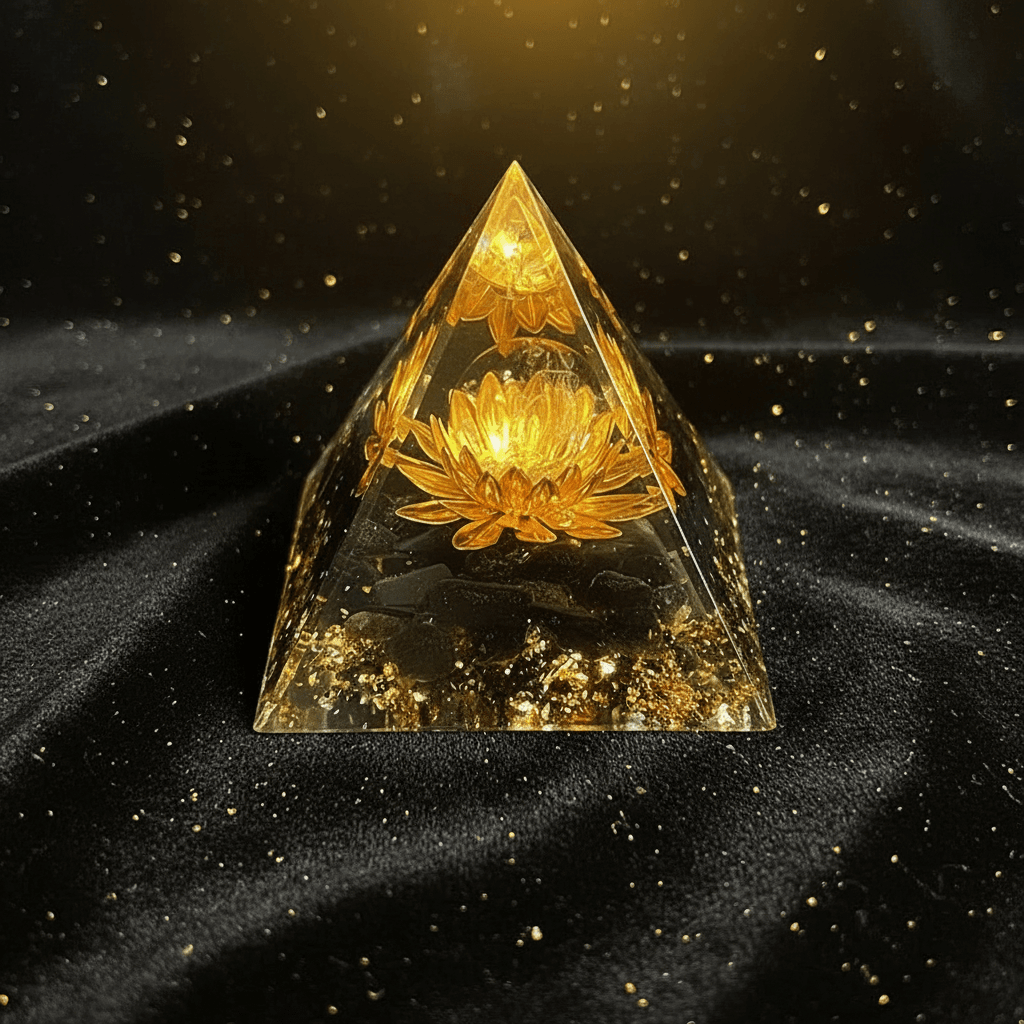 Handcrafted Black Obsidian Crystal Stone Resin Pyramid - DP Online