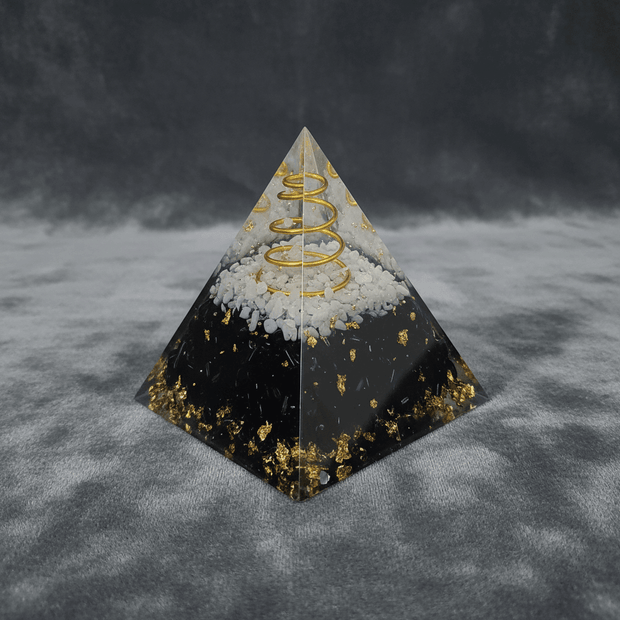 Handcrafted Black Tourmaline Flower of Life Crystal Stone Resin Pyramid - DP Online