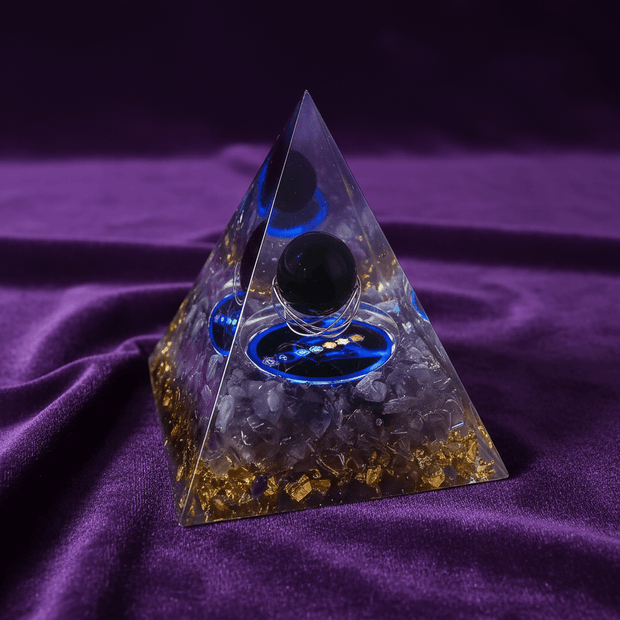 Handcrafted Chakra Crystal Stone Resin Pyramid - DP Online
