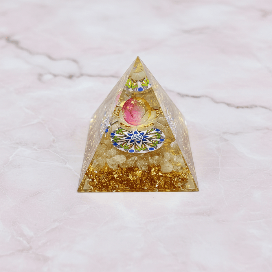 Handcrafted Citrine Crystal Stone Resin Pyramid - DP Online