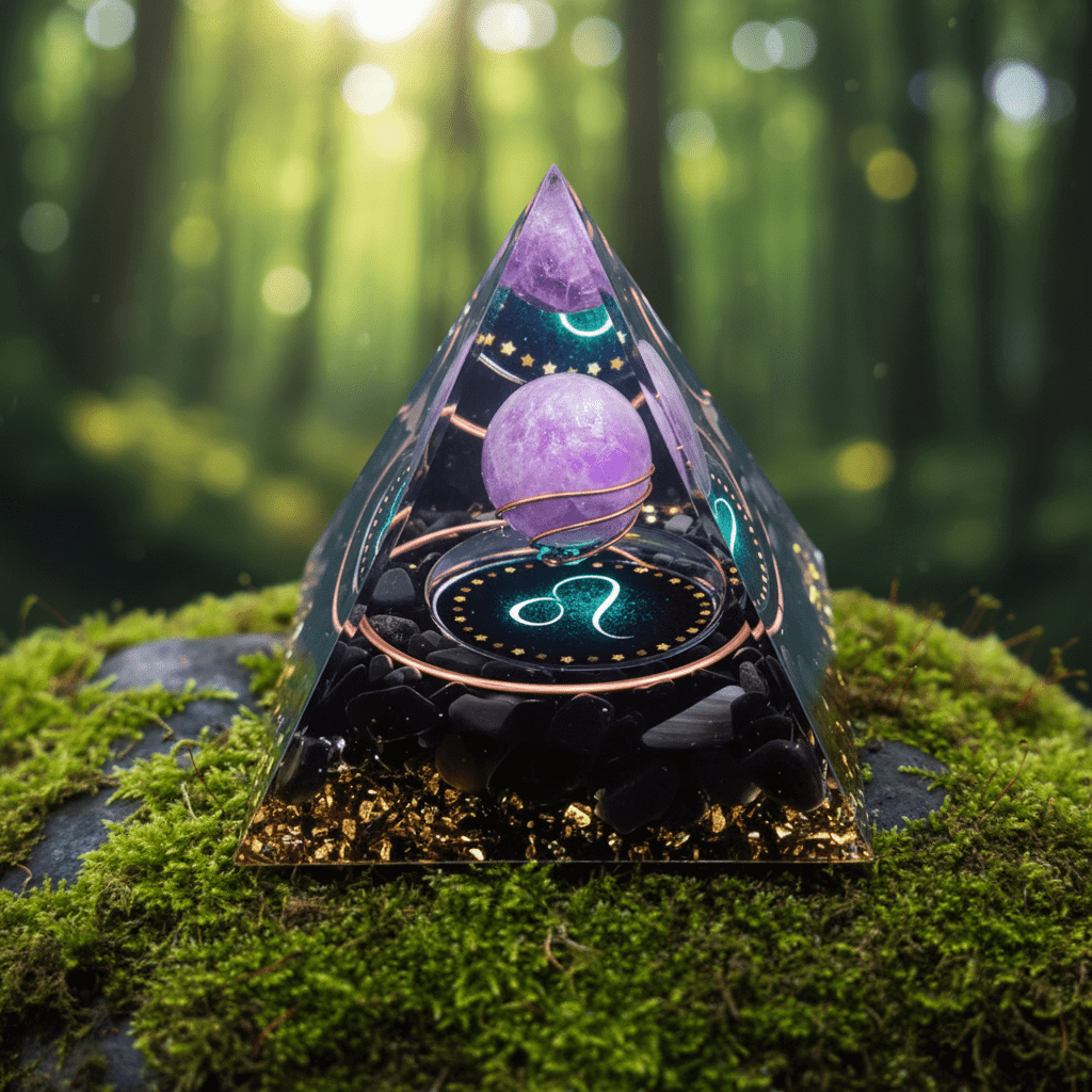 Handcrafted Constellation Amethyst Crystal Stone Resin Pyramid - DP Online