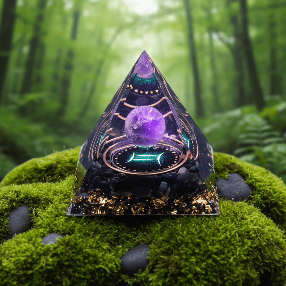 Handcrafted Constellation Amethyst Crystal Stone Resin Pyramid - DP Online