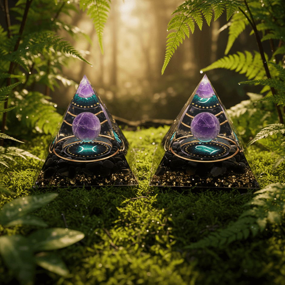 Handcrafted Constellation Amethyst Crystal Stone Resin Pyramid - DP Online