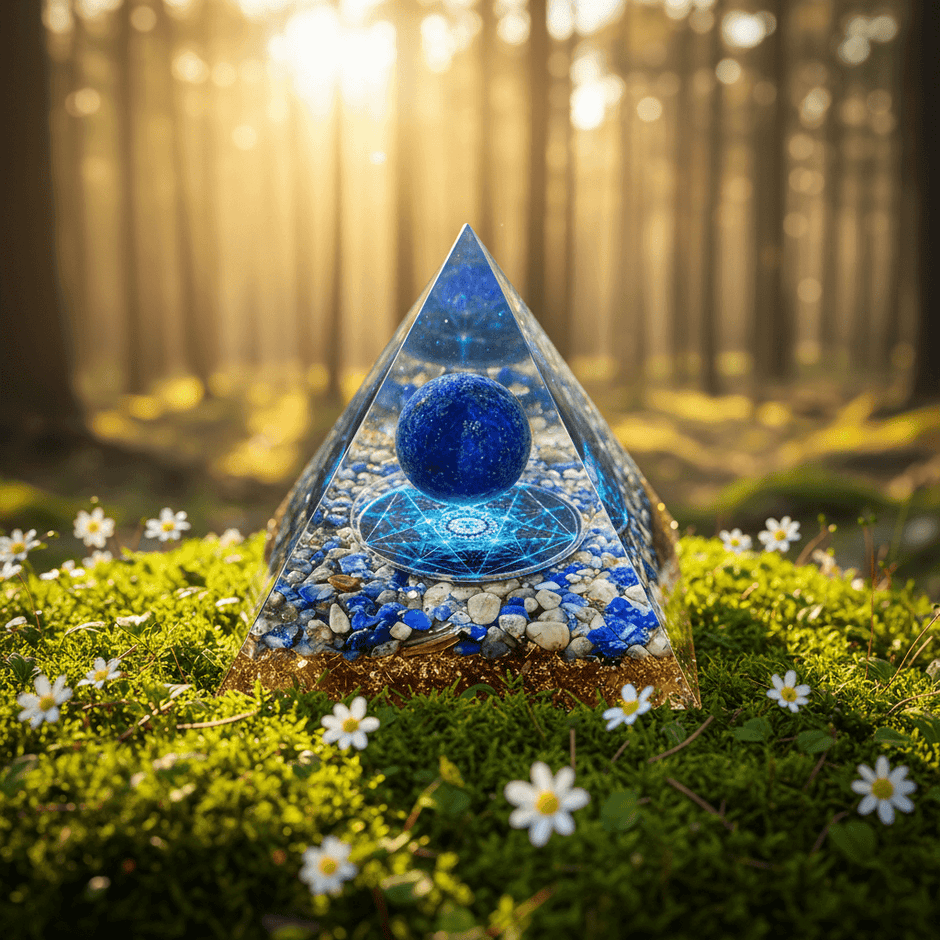 Handcrafted Lapis Lazuli Crystal Stone Resin Pyramid - DP Online