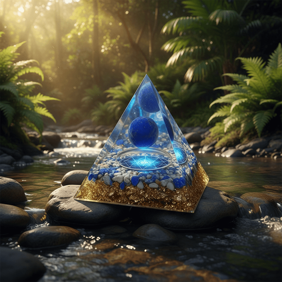 Handcrafted Lapis Lazuli Crystal Stone Resin Pyramid - DP Online