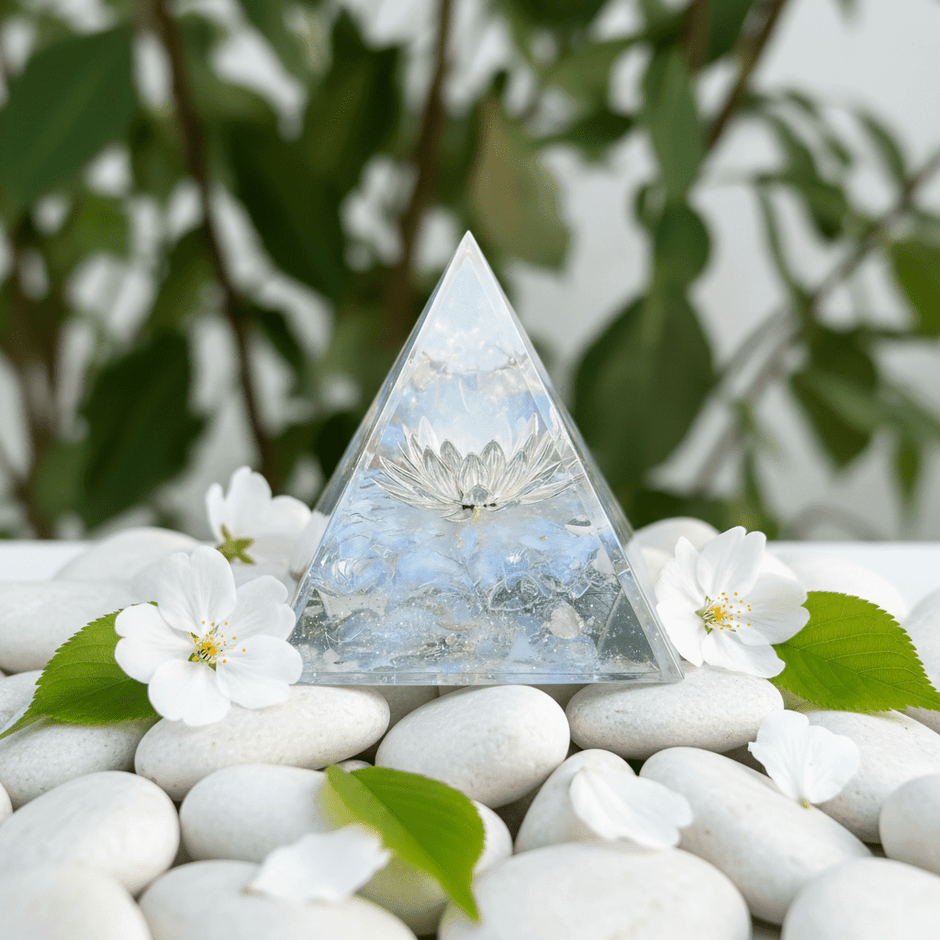 Handcrafted Lotus Crystal Stone Resin Pyramid - DP Online