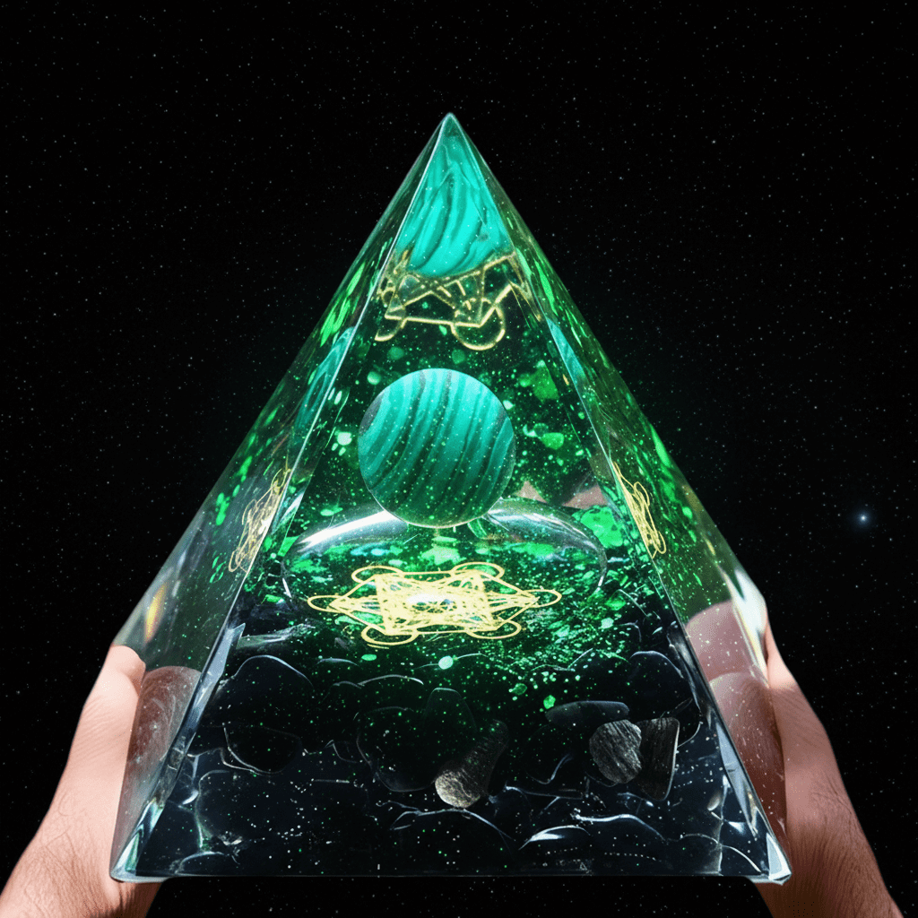Handcrafted Malachite Crystal Stone Resin Pyramid - DP Online