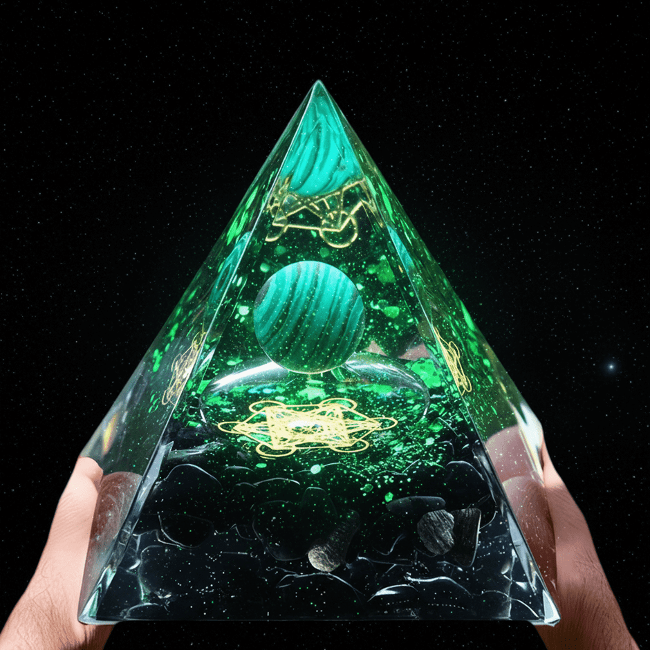 Handcrafted Malachite Crystal Stone Resin Pyramid - DP Online