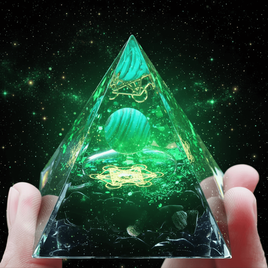 Handcrafted Malachite Crystal Stone Resin Pyramid - DP Online