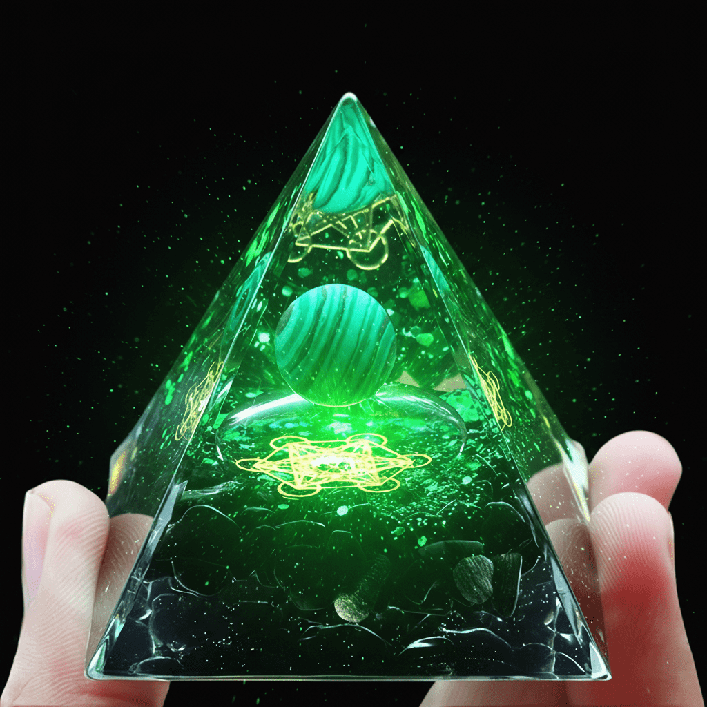 Handcrafted Malachite Crystal Stone Resin Pyramid - DP Online