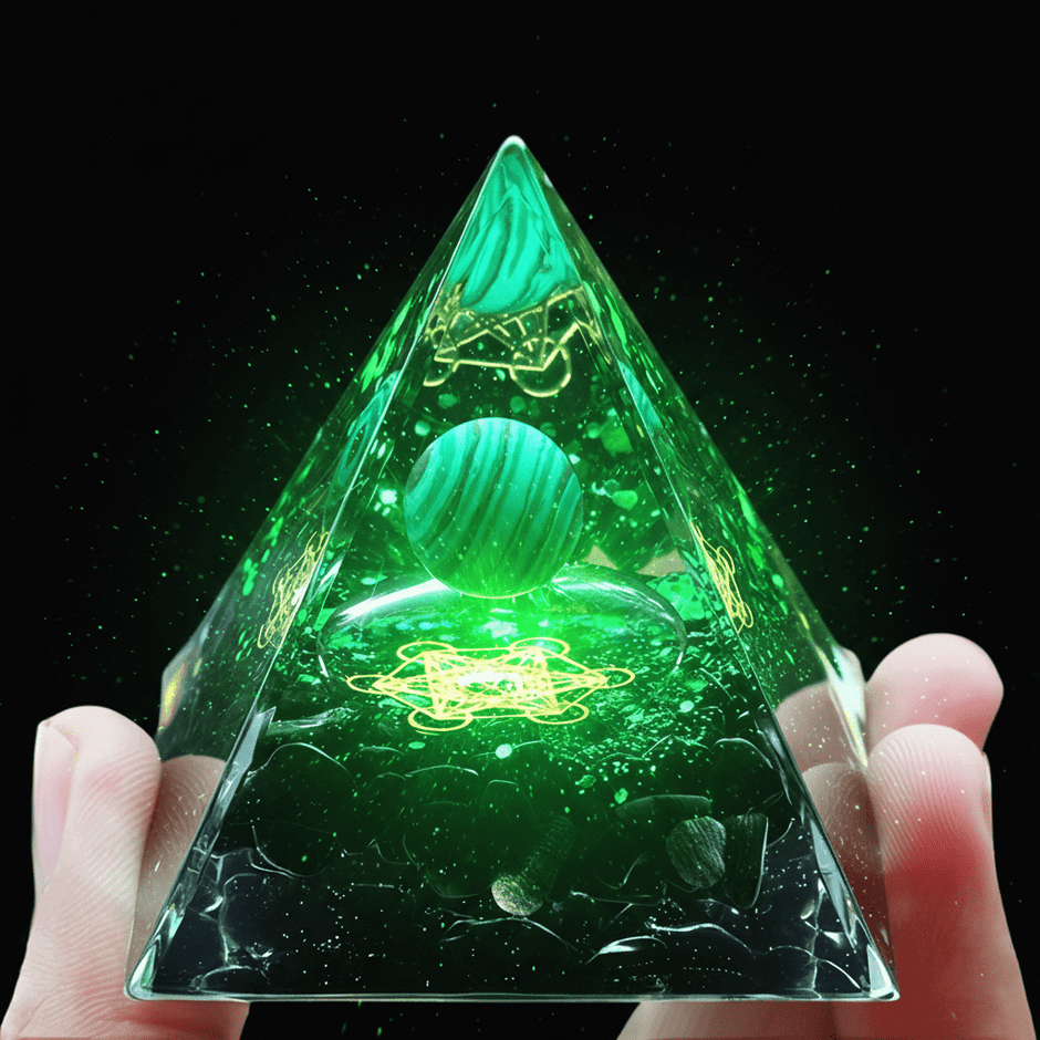 Handcrafted Malachite Crystal Stone Resin Pyramid - DP Online