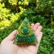 Handcrafted Malachite Gold Pattern Crystal Resin Pyramid - DP Online