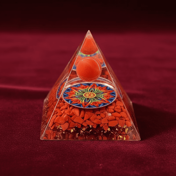 Handcrafted Red Jasper Crystal Stone Resin Pyramid - DP Online