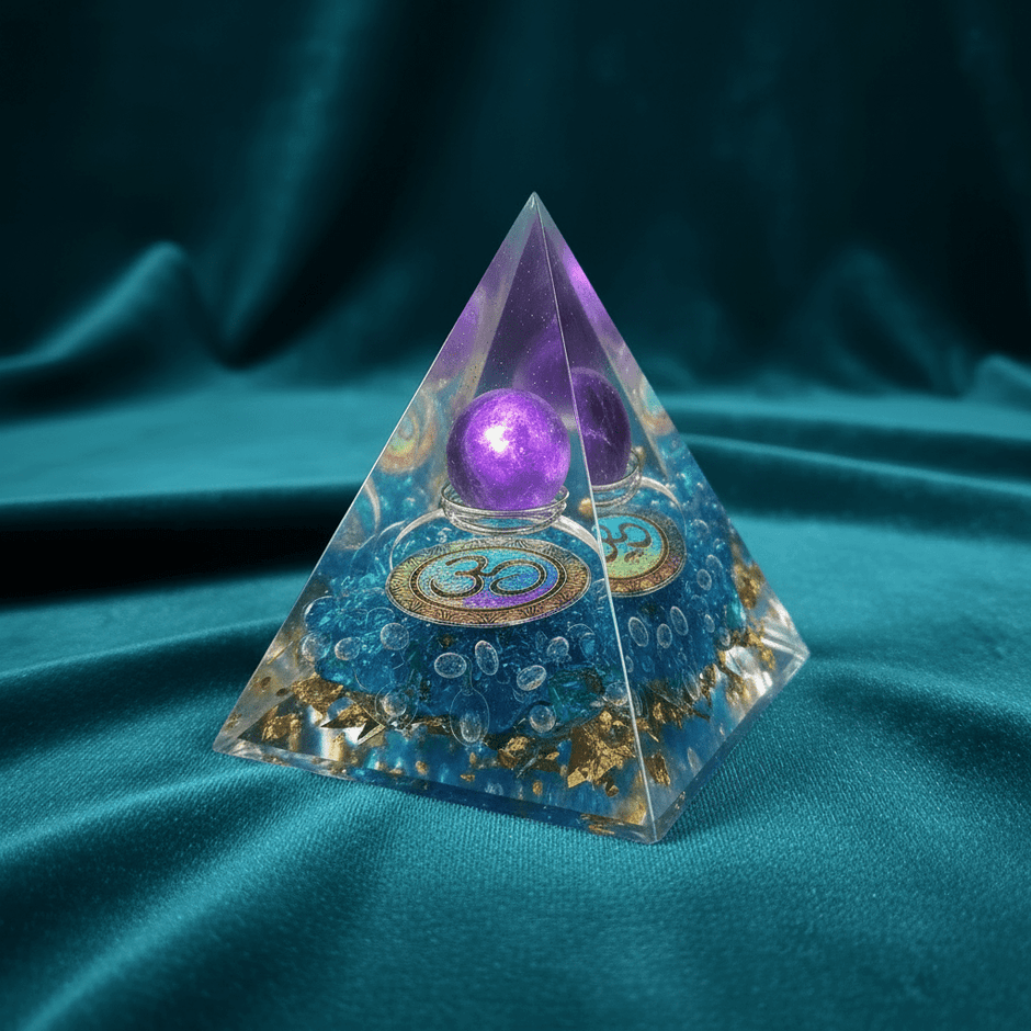 Handcrafted Reiki Energy Crystal Stone Resin Pyramid - DP Online