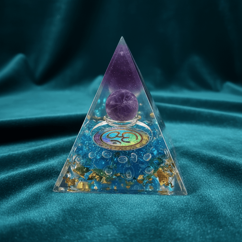 Handcrafted Reiki Energy Crystal Stone Resin Pyramid - DP Online
