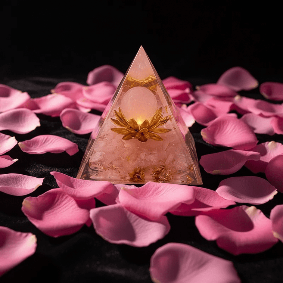 Handcrafted Rose Quartz Crystal Stone Resin Pyramid - DP Online