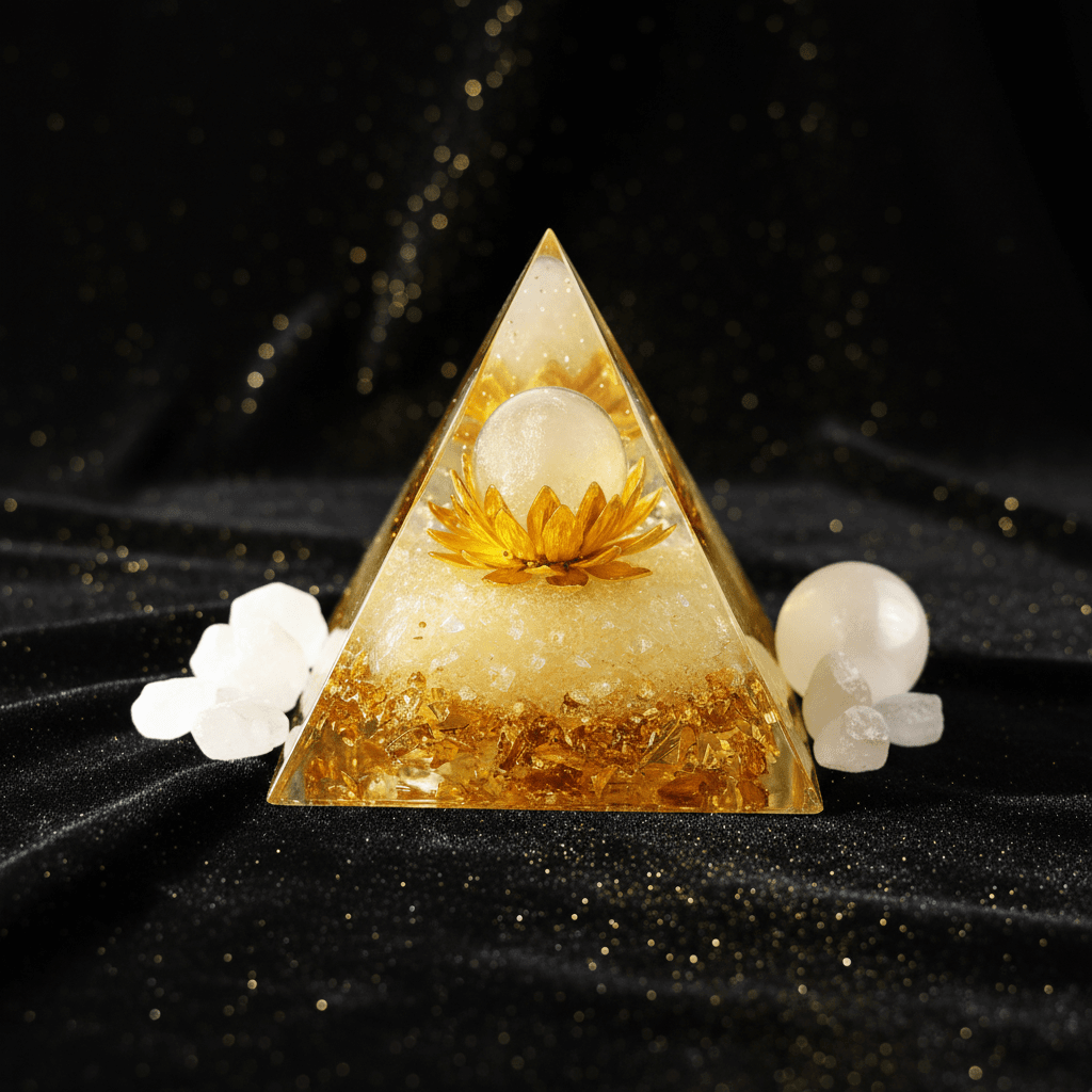 Handcrafted Selenite Crystal Stone Resin Pyramid - DP Online