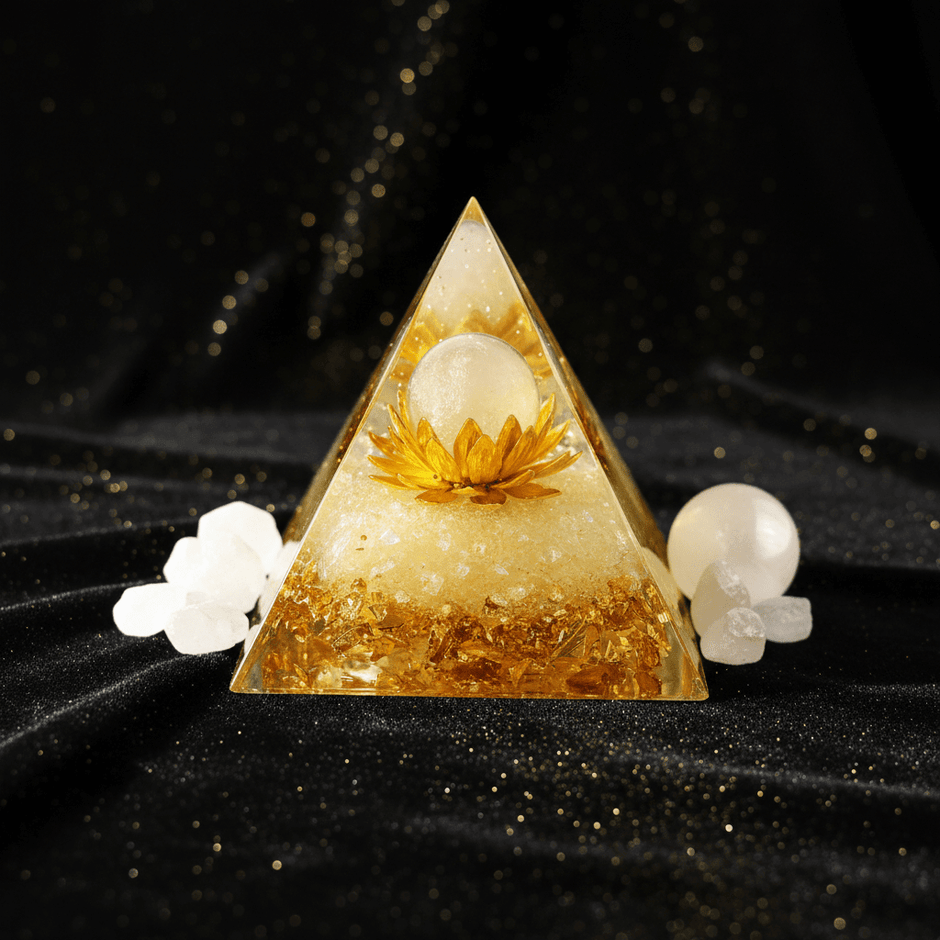 Handcrafted Selenite Crystal Stone Resin Pyramid - DP Online