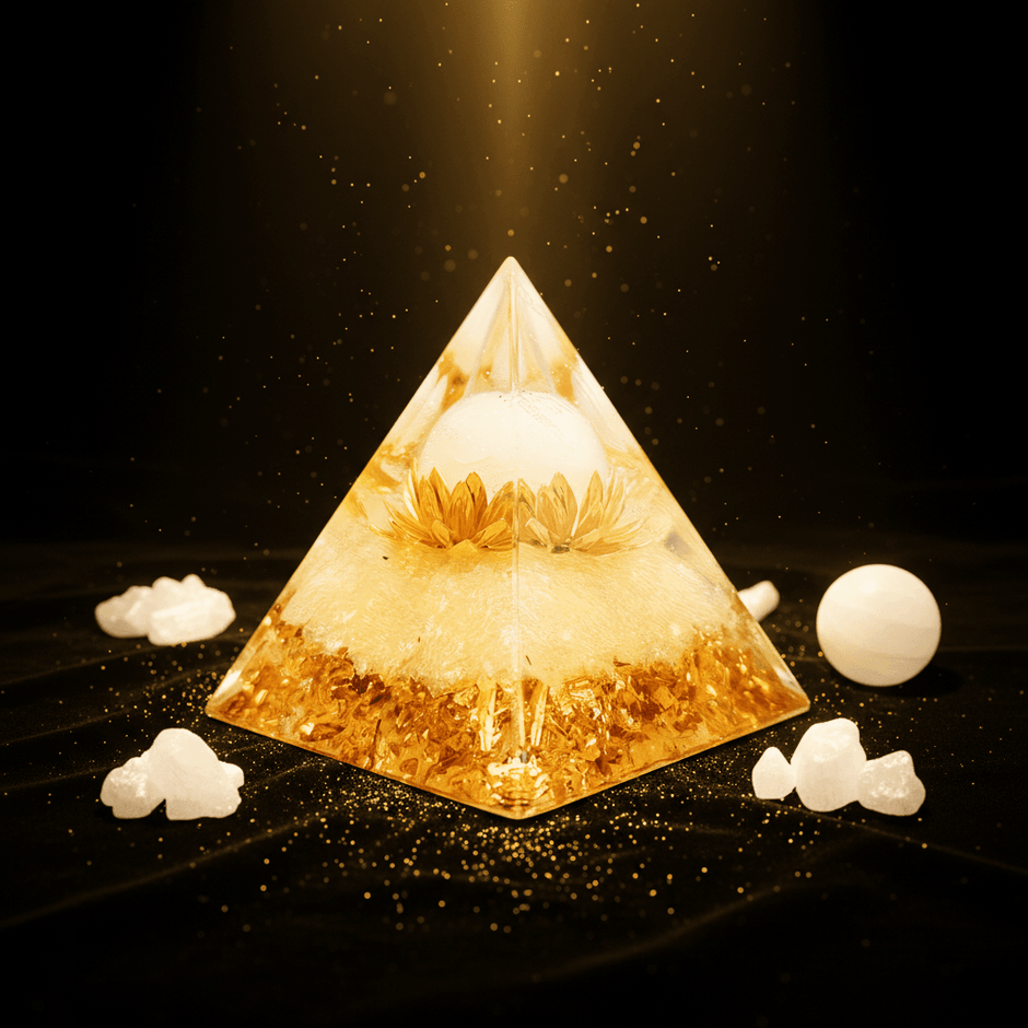 Handcrafted Selenite Crystal Stone Resin Pyramid - DP Online