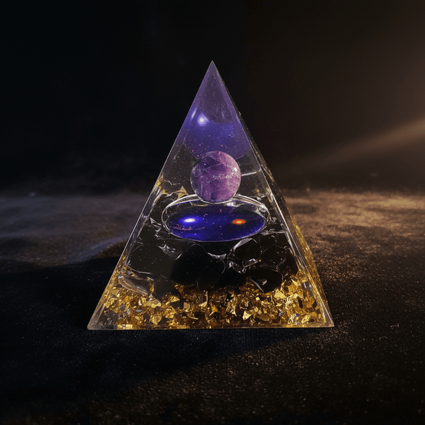 Handcrafted Space Age Crystal Stone Resin Pyramid - DP Online