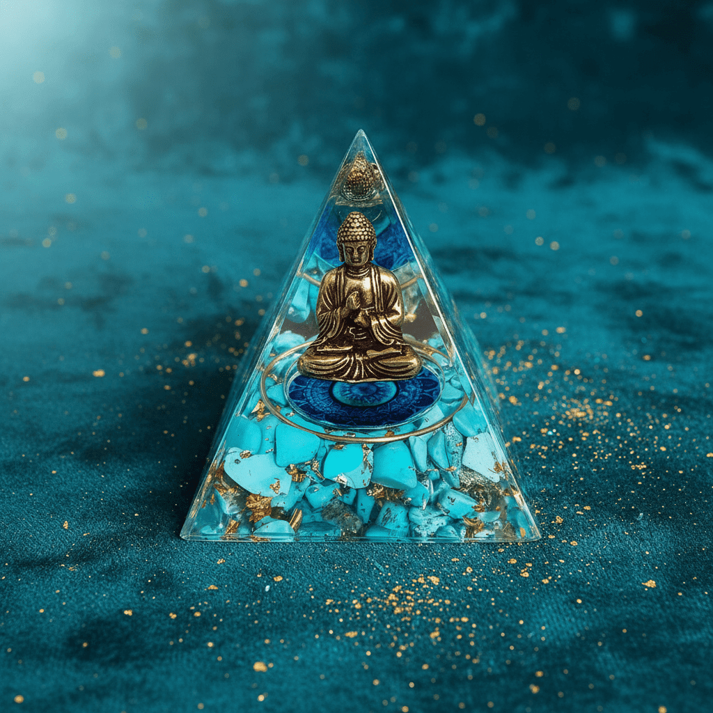 Handcrafted Turquoise Buddha Crystal Stone Resin Pyramid - DP Online