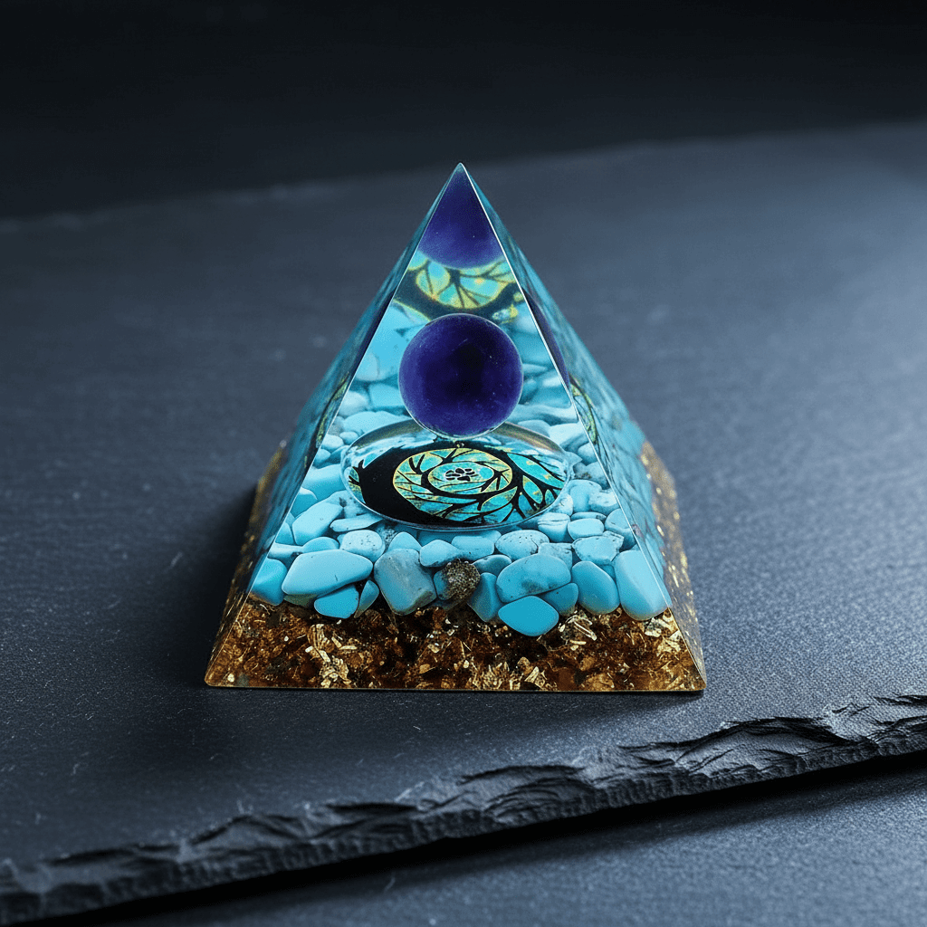 Handcrafted Turquoise Crystal Stone Resin Pyramid - DP Online
