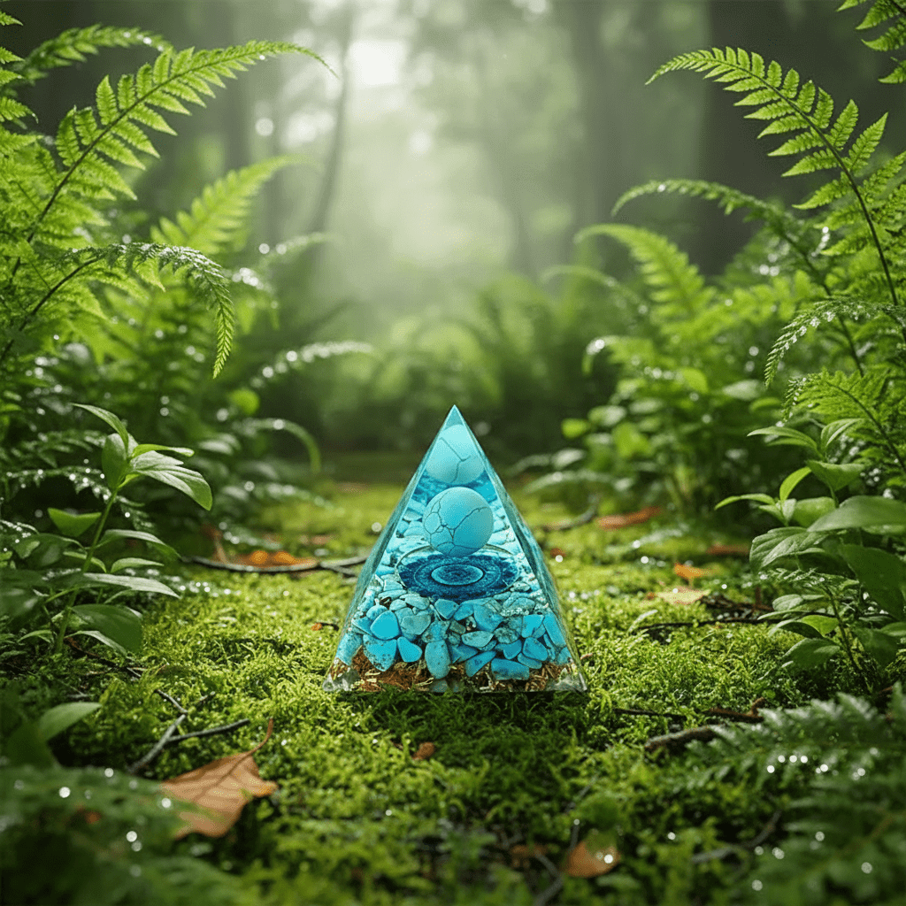 Handcrafted Turquoise Energy Crystal Stone Resin Pyramid - DP Online