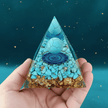Handcrafted Turquoise Sphere Blue Mandala Orgone Resin Pyramid - DP Online