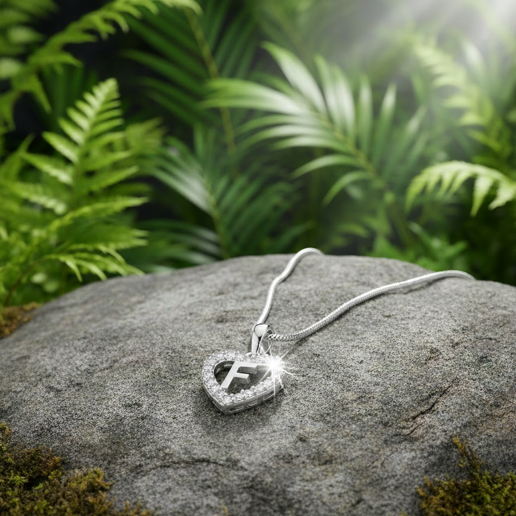 Heart Initial Pendant with Brighter Sparkle