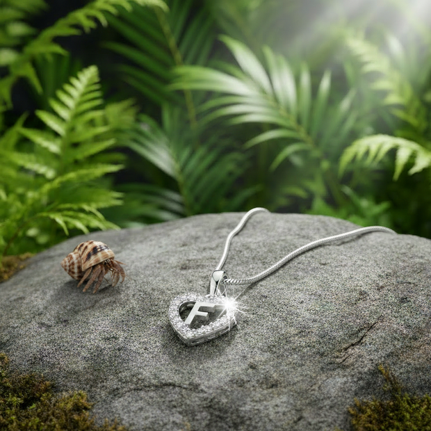Heart Initial Pendant with Hermit Crab