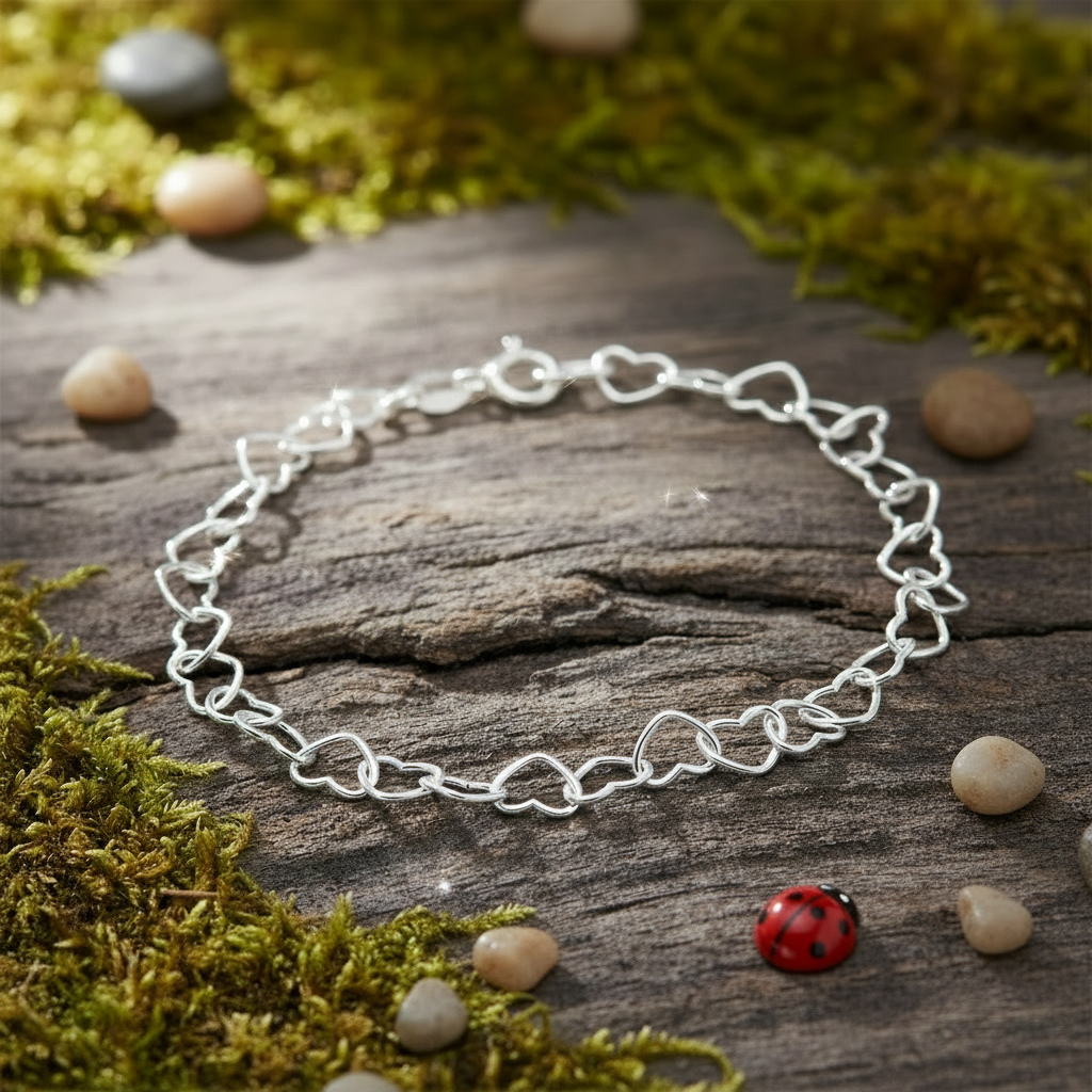 Heart Link Bracelet with Extra Sparkle