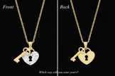 Heart Padlock & Key Necklace – Front & Back with Tagline