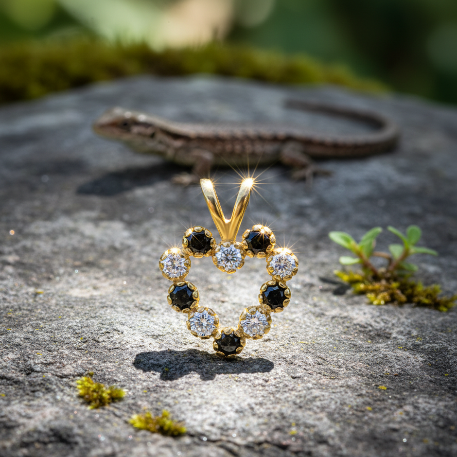Heart pendant with accurate design on natural rock