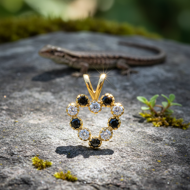 Heart pendant with accurate design on natural rock