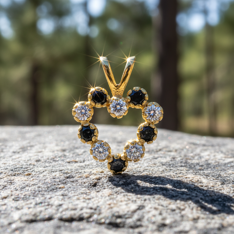Heart pendant with intense sparkle and vibrant stones