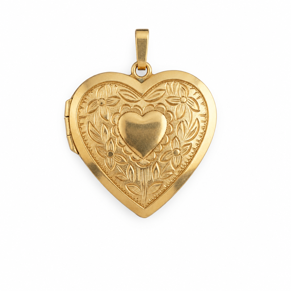 Heart-shaped locket on white
