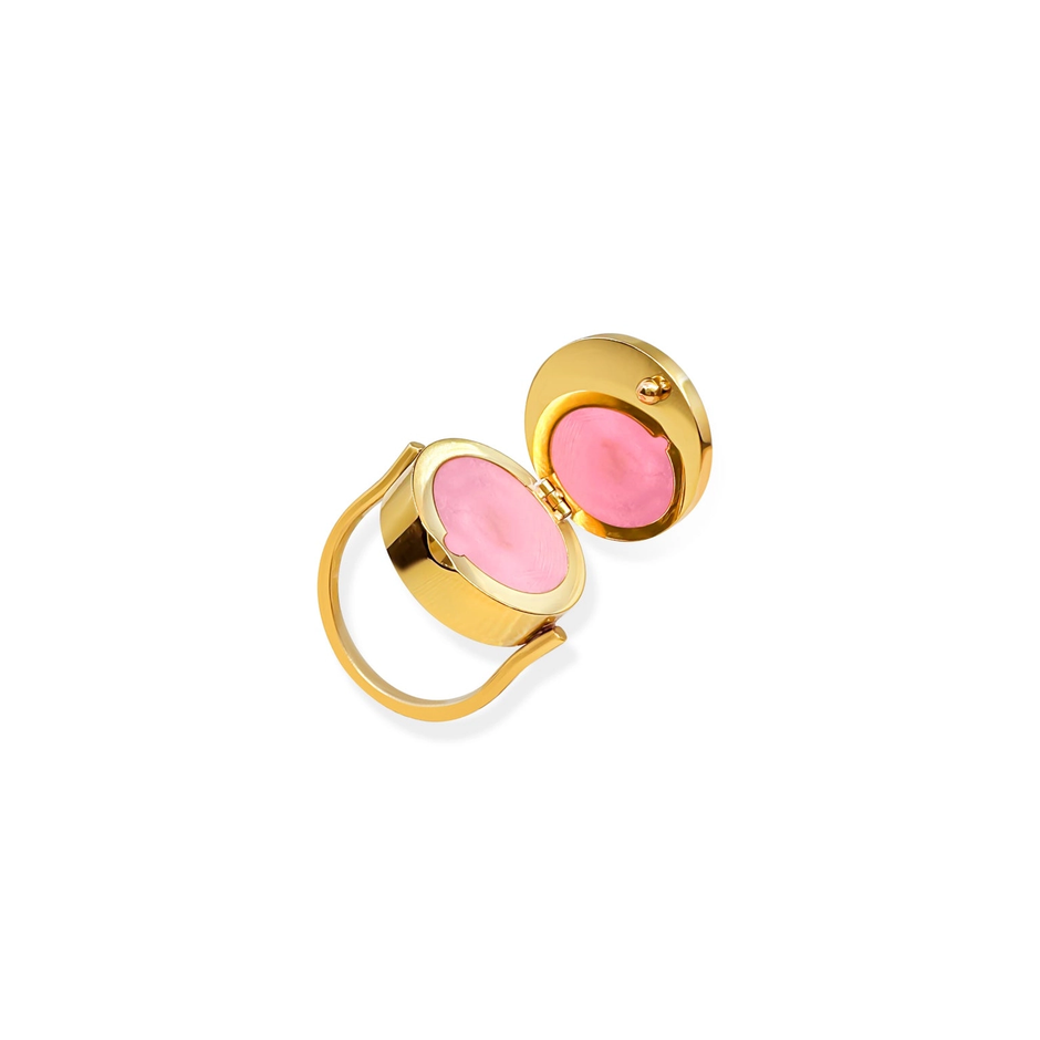 14 Karat Gold funkelnder Dazzler Ring mit Vanille-Lippenbalsam