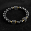 Matte Black Onyx & Lava Stone Cube Bracelet angled view