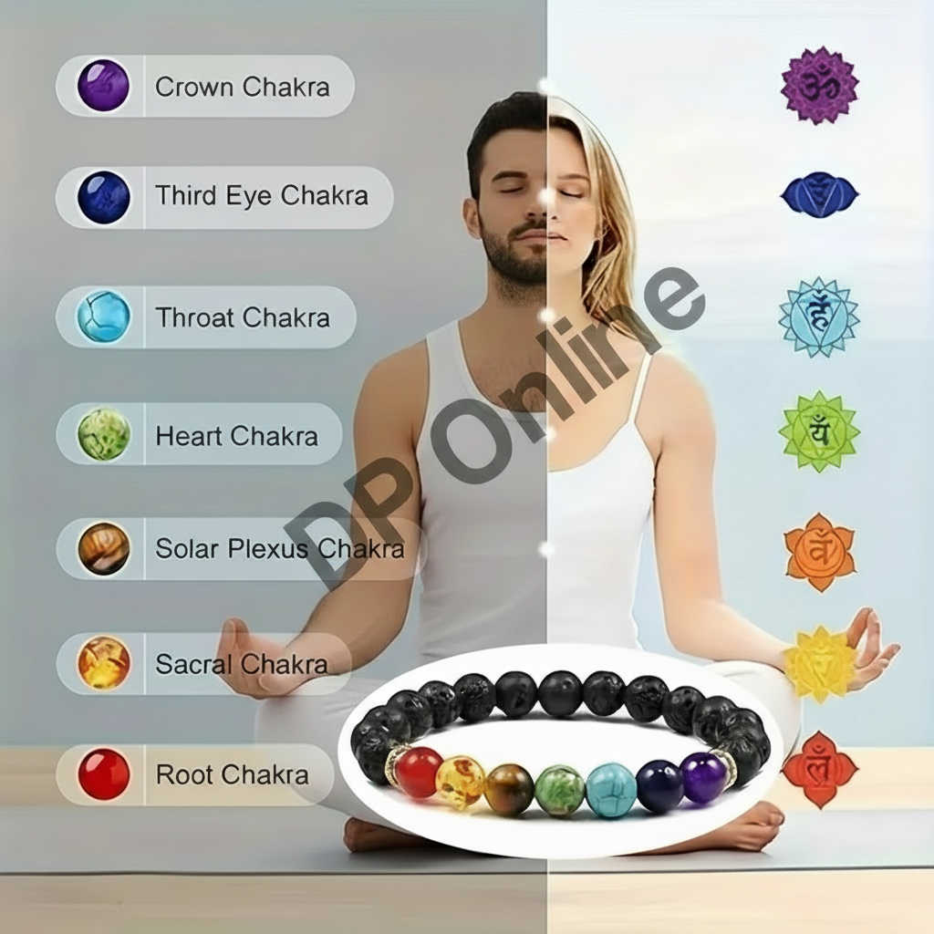 Bracelet de diffusion d'huiles essentielles avec pierres naturelles chakras