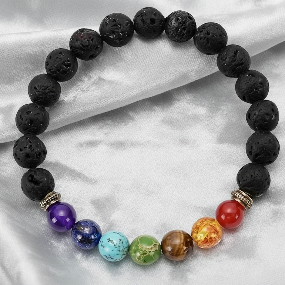 Bracelet de diffusion d'huiles essentielles avec pierres naturelles chakras