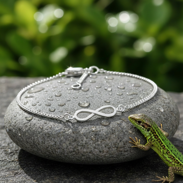 Infinity Bracelet on Rock with Lizard
