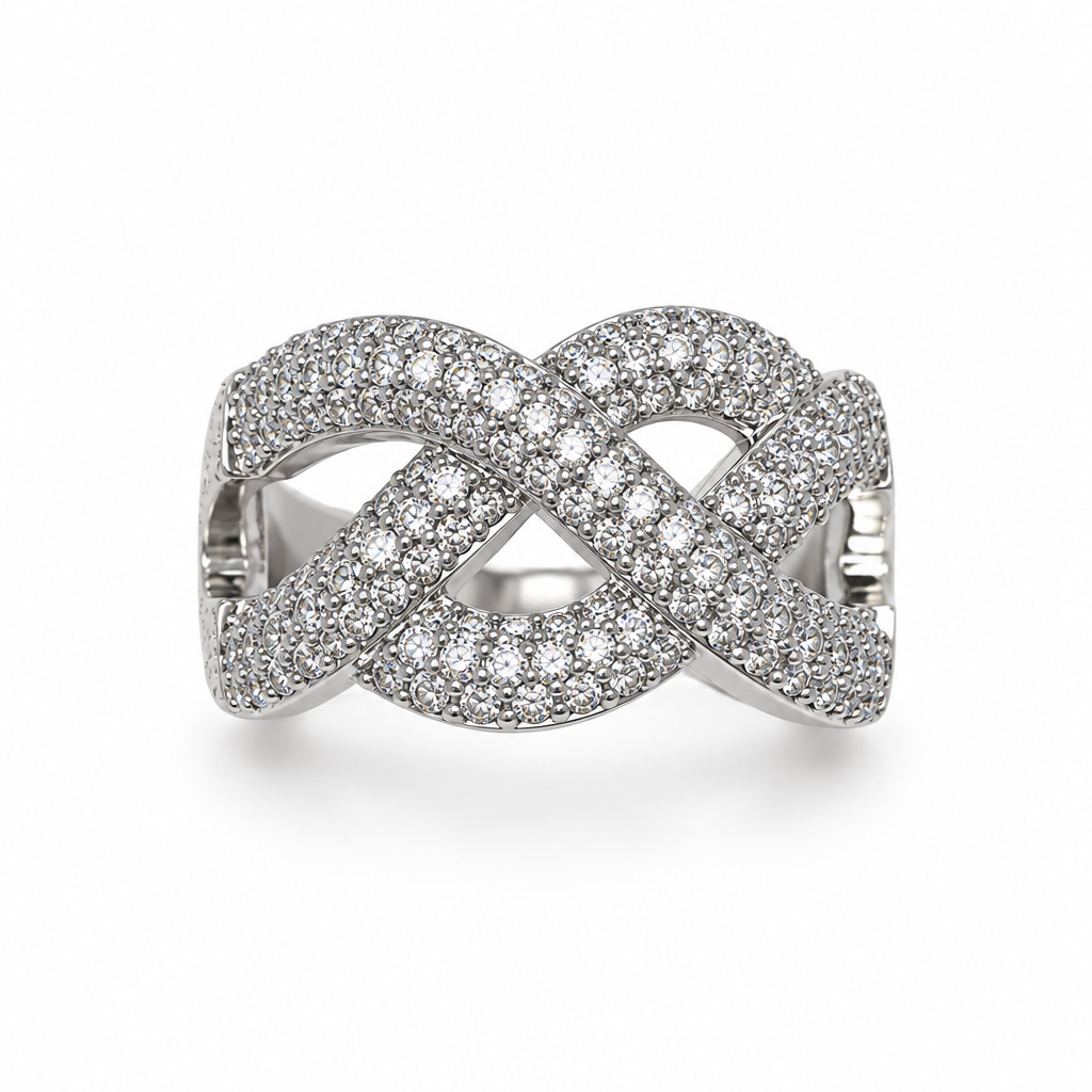 925 Sterling Silver Moissanite Infinity Ring