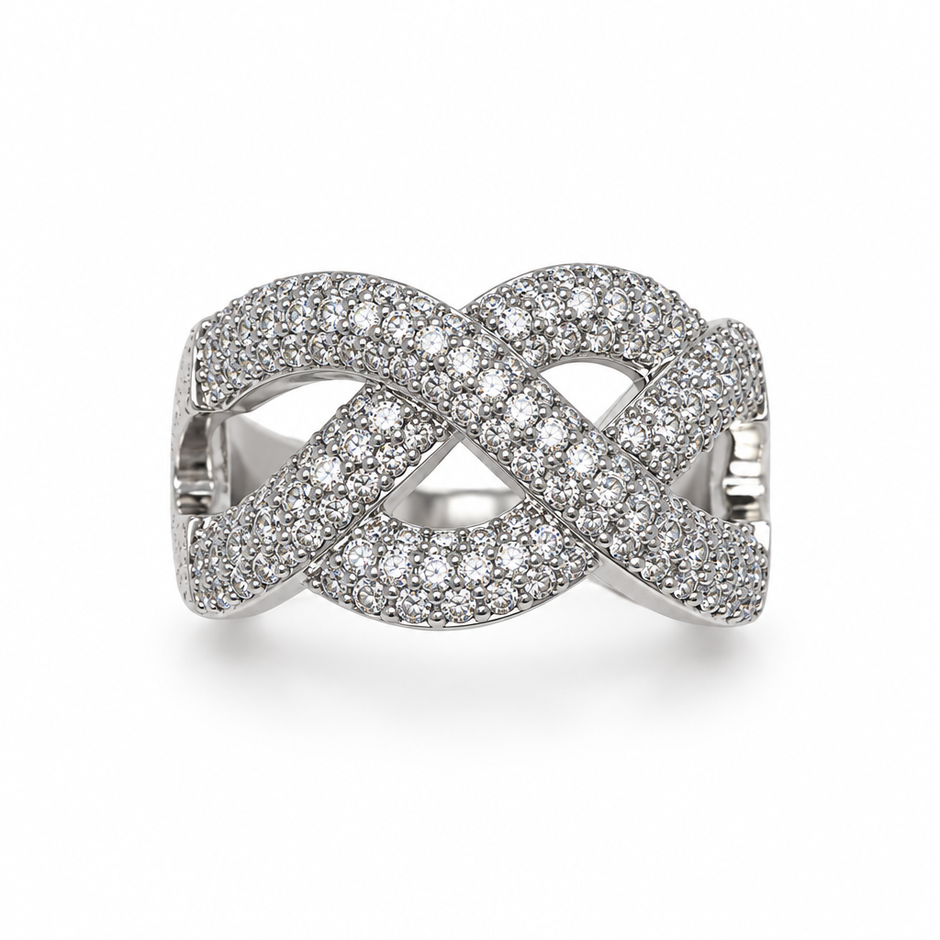 925 Sterling Silver Moissanite Infinity Ring