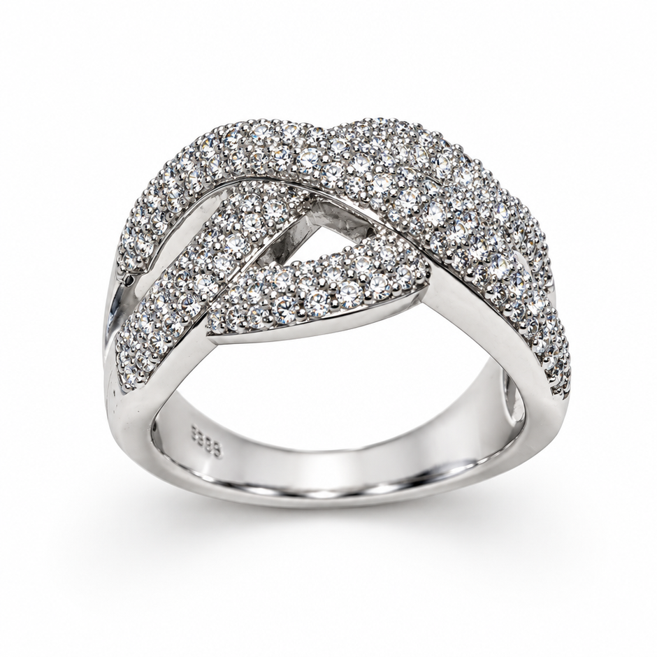 925 Sterling Silver Moissanite Infinity Ring