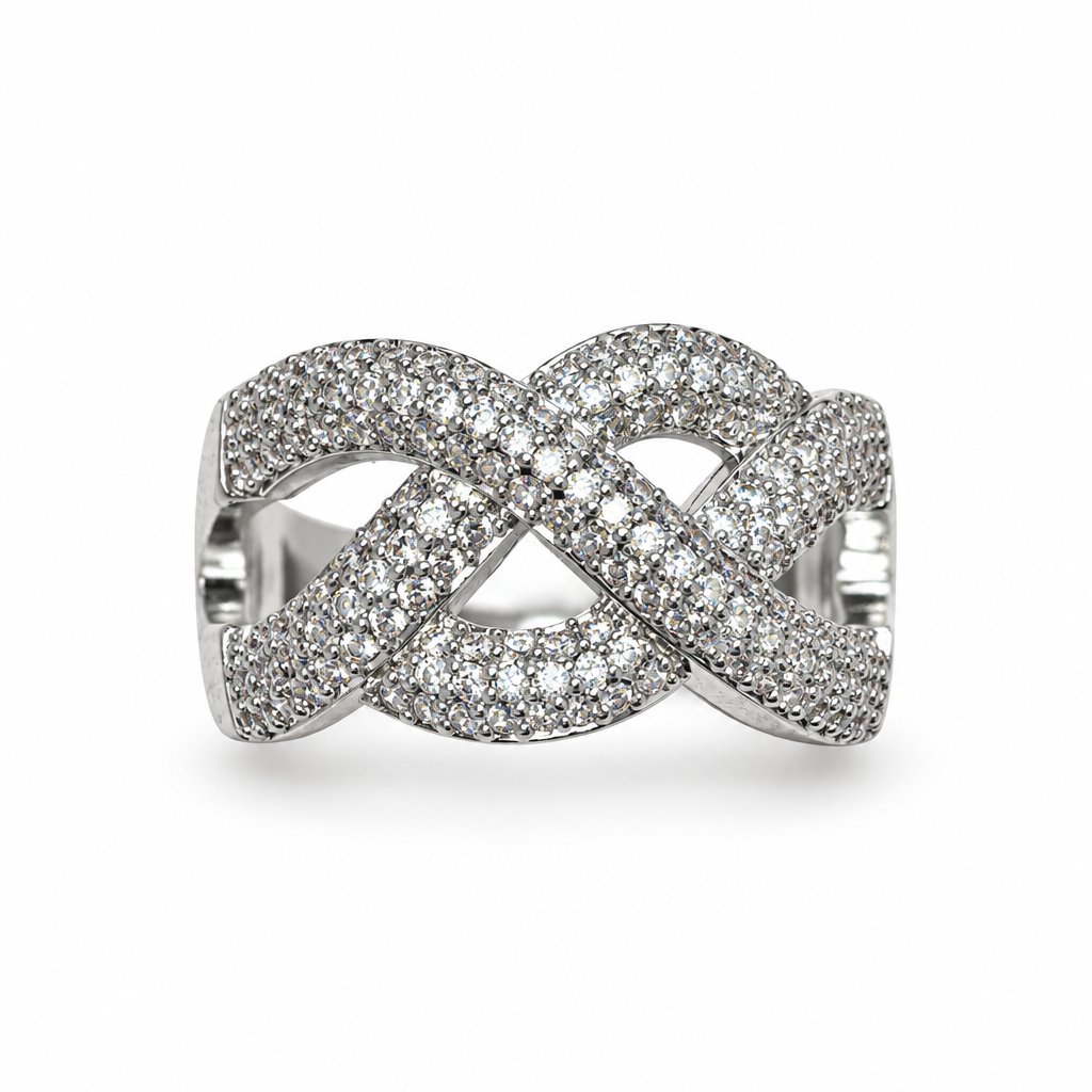 925 Sterling Silver Moissanite Infinity Ring