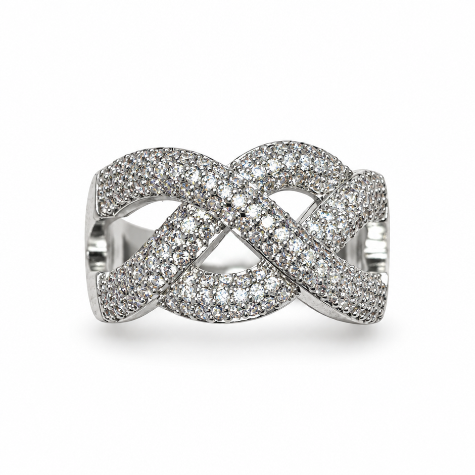 925 Sterling Silver Moissanite Infinity Ring